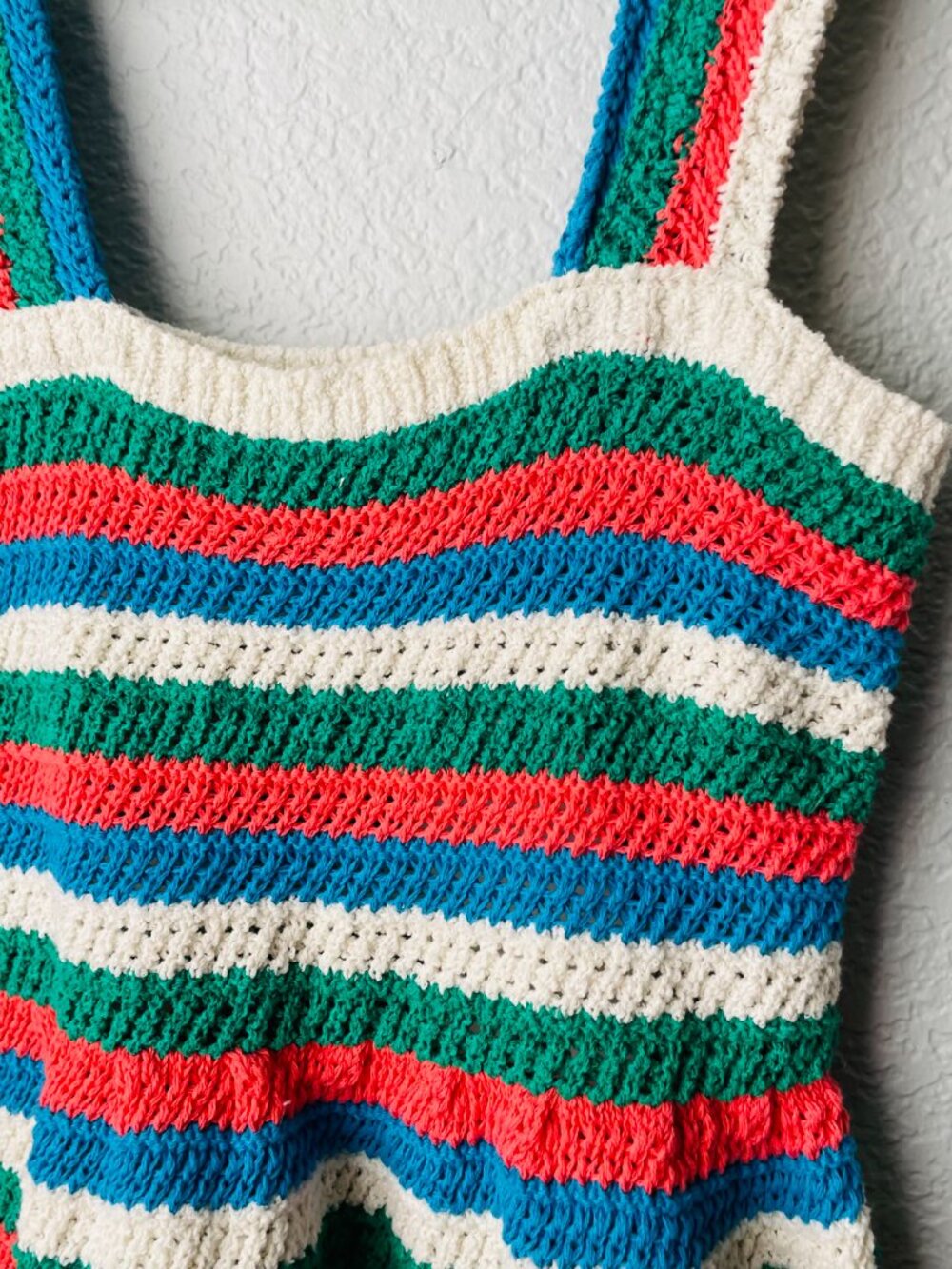 ZARA NWT Striped Knit Crochet Dress Summer Multi Color Strappy Beach | Small - Picture 2 of 5